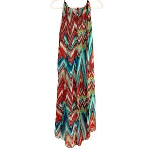 VALERIE BERTINELLI Colorful Sleeveless Flowy High Low Maxi Dress Size 8
